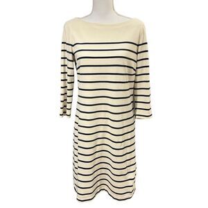 J. McLaughlin Sylvie Breton Stripe Dress Size M White Blue Coastal Prep Nautical